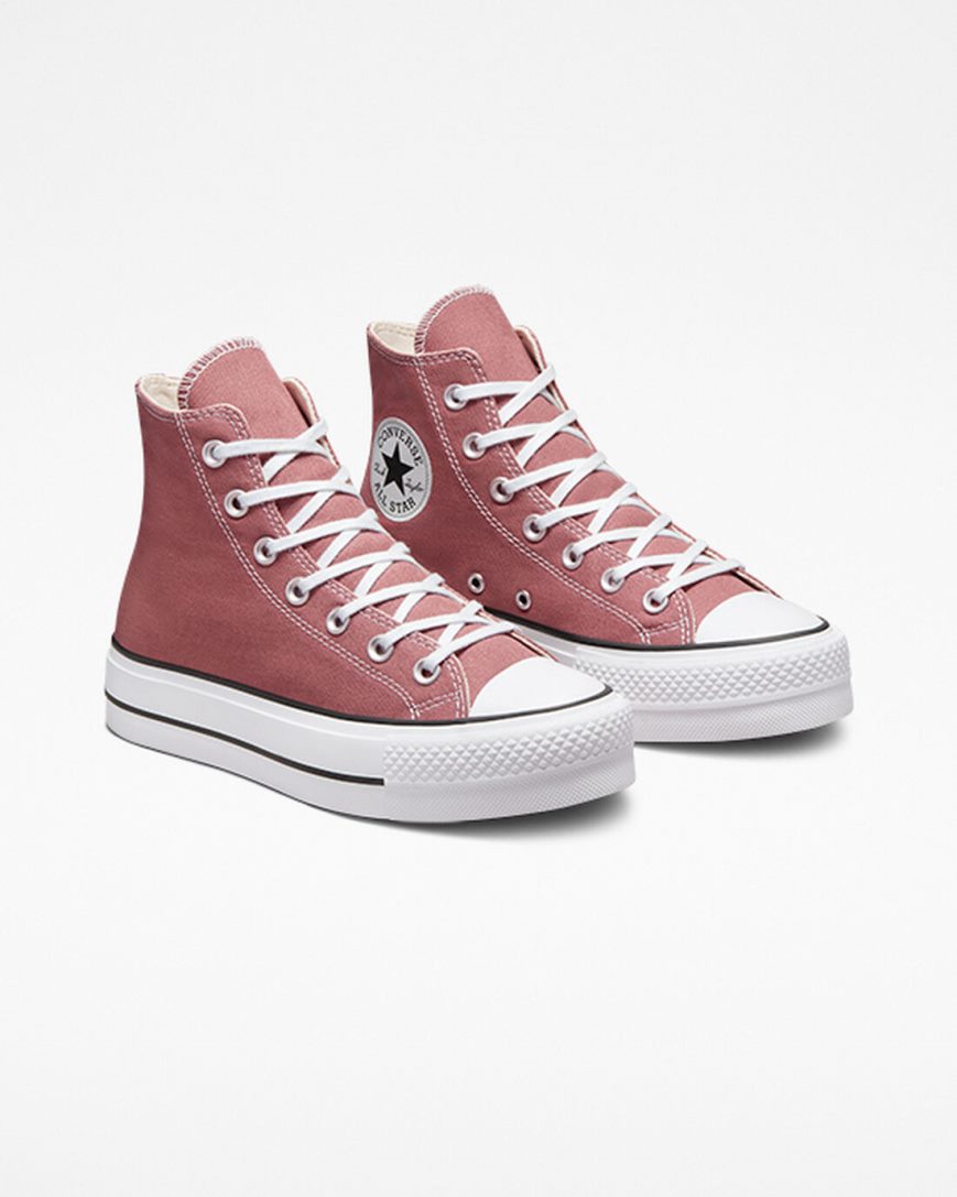 Topanky Na Platforme Converse Chuck Taylor All Star Lift Seasonal Color Vysoke Damske Ruzove Čierne Biele | SK AWEHQ5